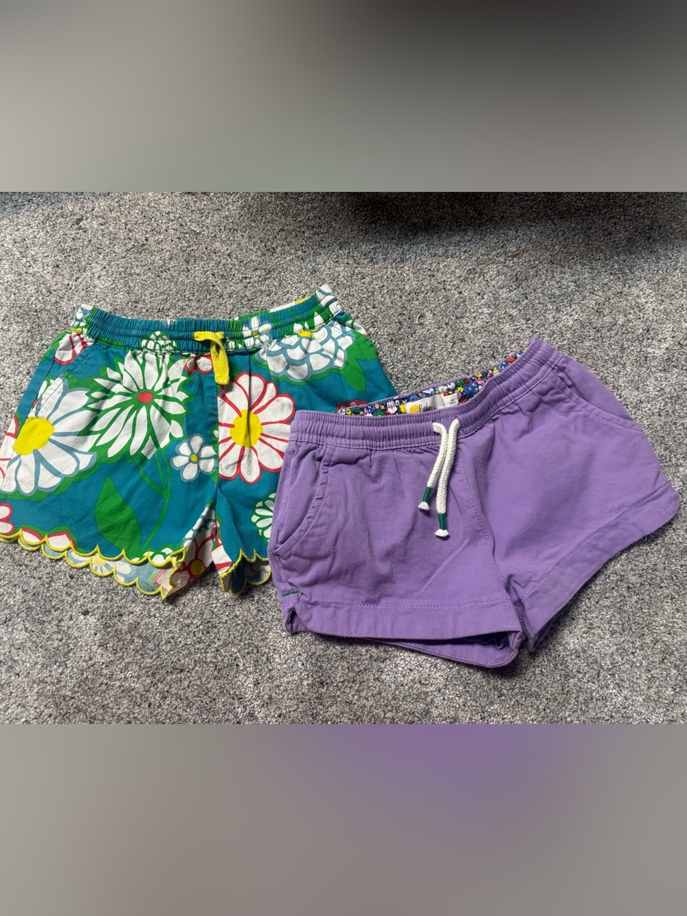Like NEW! Mini Boden Green Floral Shorts & Purple Heart Shorts